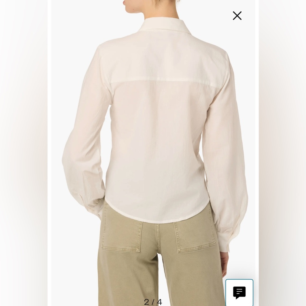 NWT- Joe’s Pleated Long Sleeve Button-Up Shirt, White, XS - Picture 2 of 12